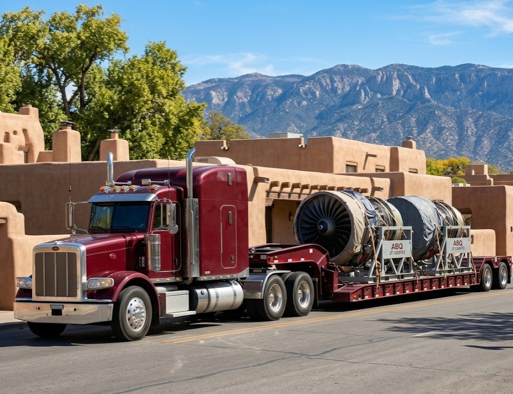 Freight brokerage heavy haul equipment on transport truck
